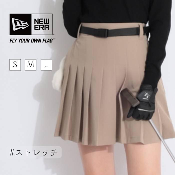 ニューエラ ゴルフ レディース プリーツスカート ベルト付き ベージュ Mサイズ ニューエラ 【ストレッチ】ウエストベルト付きプリーツスカート