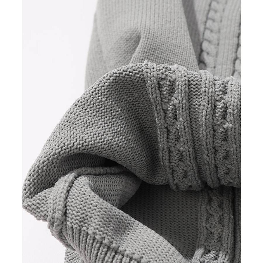 セール ピン ロゴプリントケーブル編みVネックニットベスト