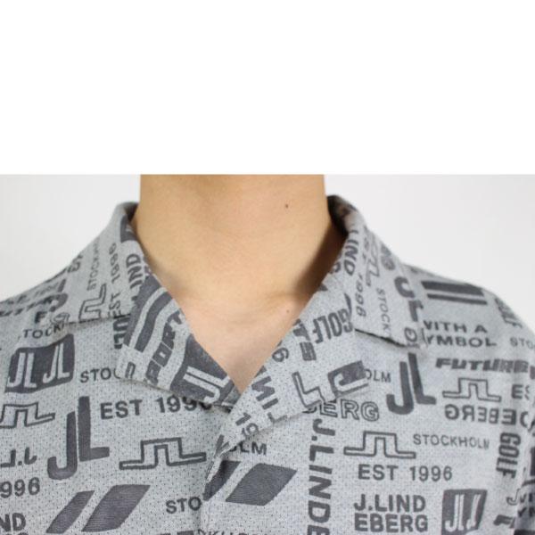 J.リンドバーグロゴ柄半袖ゴルフポロシャツ