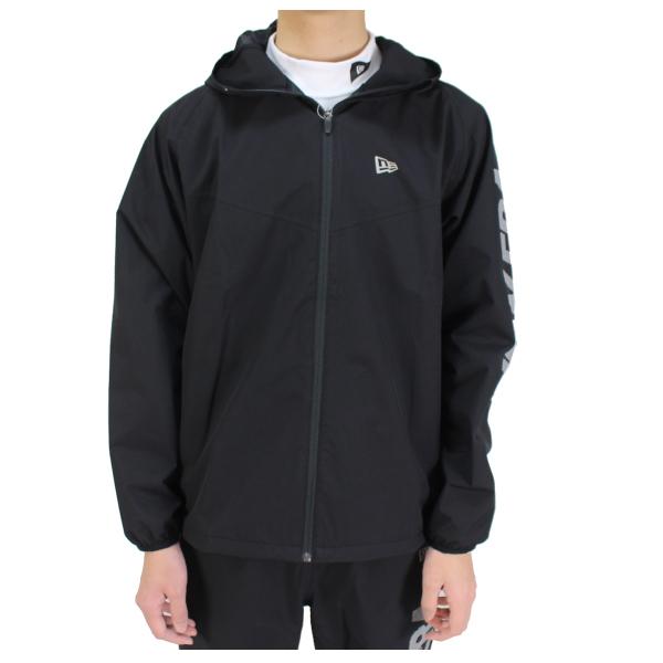 ニューエラ メンズ レインウエア　13061566 ブラック　撥水　吸水速乾　防水　セットアップ 大きいサイズ有 フラッグロゴはリフレクティブ仕様 cm XL
