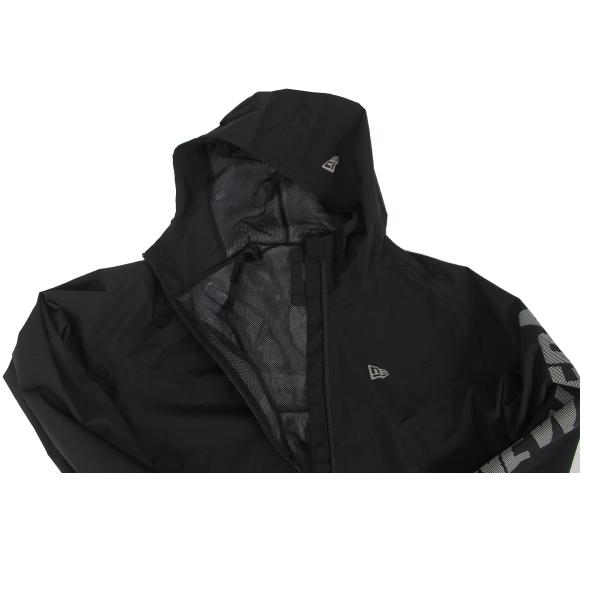 ニューエラ メンズ レインウエア　13061566 ブラック　撥水　吸水速乾　防水　セットアップ 大きいサイズ有 フラッグロゴはリフレクティブ仕様 cm XL