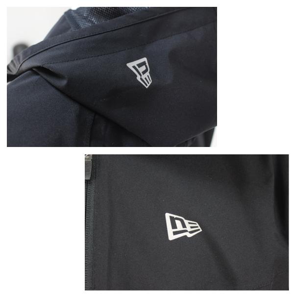 ニューエラ メンズ レインウエア　13061566 ブラック　撥水　吸水速乾　防水　セットアップ 大きいサイズ有 フラッグロゴはリフレクティブ仕様 cm XL