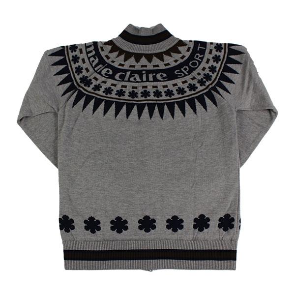 セール マリクレールスポール レディース 731701 カウチンジップセーター 大きいサイズ有 marie claire SPORT カーディガン ジャガード柄