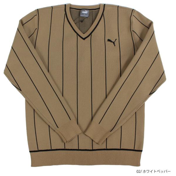 PUMA セール プーマゴルフ ストライプ Vネック ニット セーター PUMA セール プーマゴルフ ストライプ Vネック ニット セーター