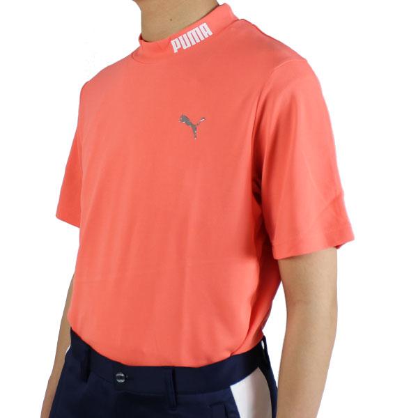 22春夏 プーマゴルフ メンズ 半袖モックネックシャツ ゴルフ 3D ロゴ 