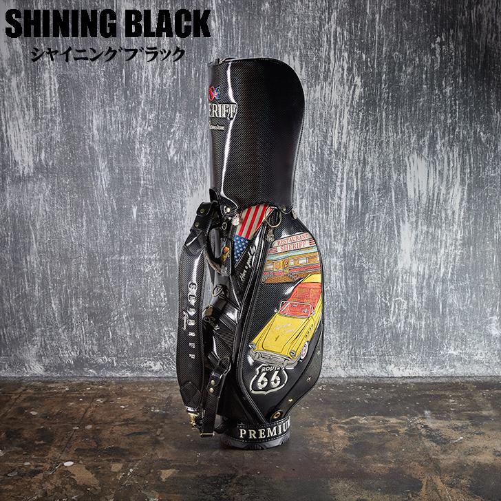 【公式】【ツアープロ使用モデル】SHERIFF/シェリフ　プレミアム 高級エナメルキャディバッグ SP-010 レア限定品 かっこいいゴルフバッグ 【公式】【ツアープロ使用モデル】SHERIFF/シェリフ　プレミアム 高級エナメルキャディバッグ SP-010 レア限定品 かっこいいゴルフバッグ