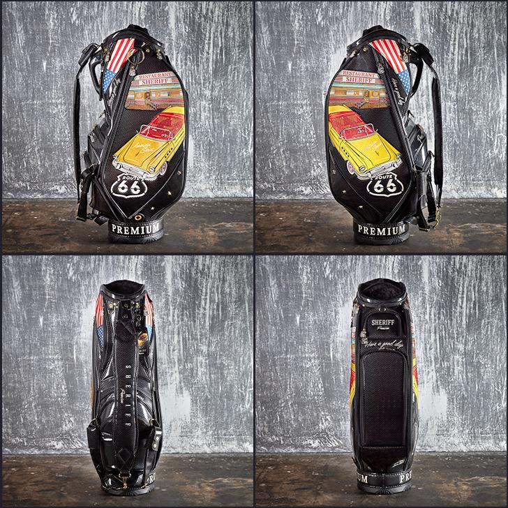 【公式】【ツアープロ使用モデル】SHERIFF/シェリフ　プレミアム 高級エナメルキャディバッグ SP-010 レア限定品 かっこいいゴルフバッグ 【公式】【ツアープロ使用モデル】SHERIFF/シェリフ　プレミアム 高級エナメルキャディバッグ SP-010 レア限定品 かっこいいゴルフバッグ