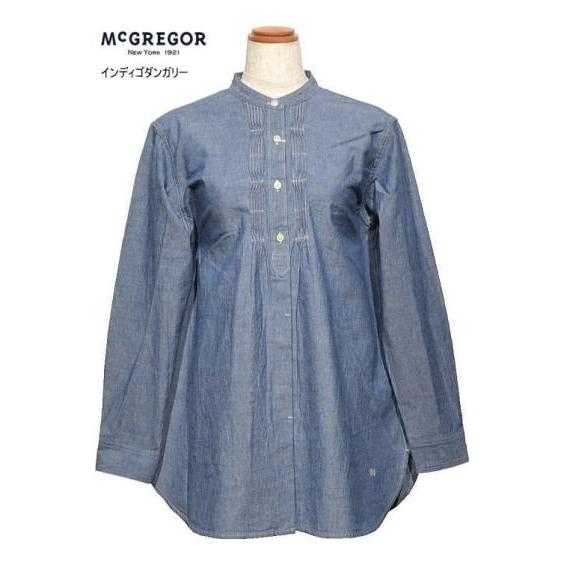 Rags McGREGOR デニムシャツ M長袖 インディゴ レディマックレガー マクレガー チュニック丈長袖シャツ M.L.