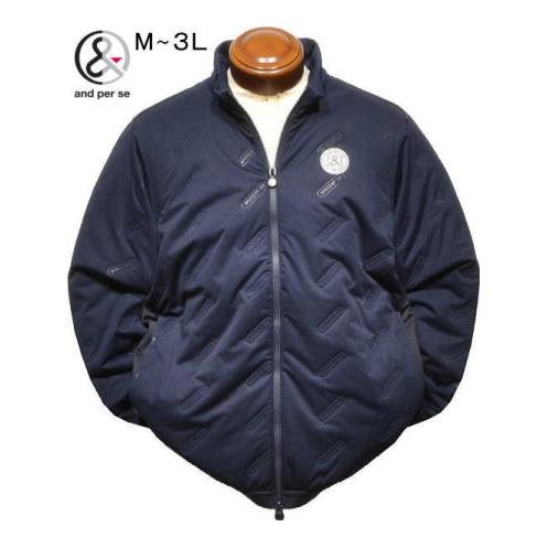 美品★and per se ネイビー中綿切替ジャケット and per se（アンパスィ） 中綿入りブルゾン メンズ AMF1115G3 家庭