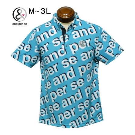 【美品】アンパスィ　ボタンダウン　ポロシャツ and per se（アンパスィ） ボタンダウン半袖ポロシャツ M メンズ