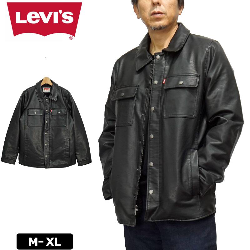 Levi's リーバイス メンズ 内ボア フェイクレザー ジャケット ブラック フェイクレザーコート ブルゾン ジャンバー メンズウェア
