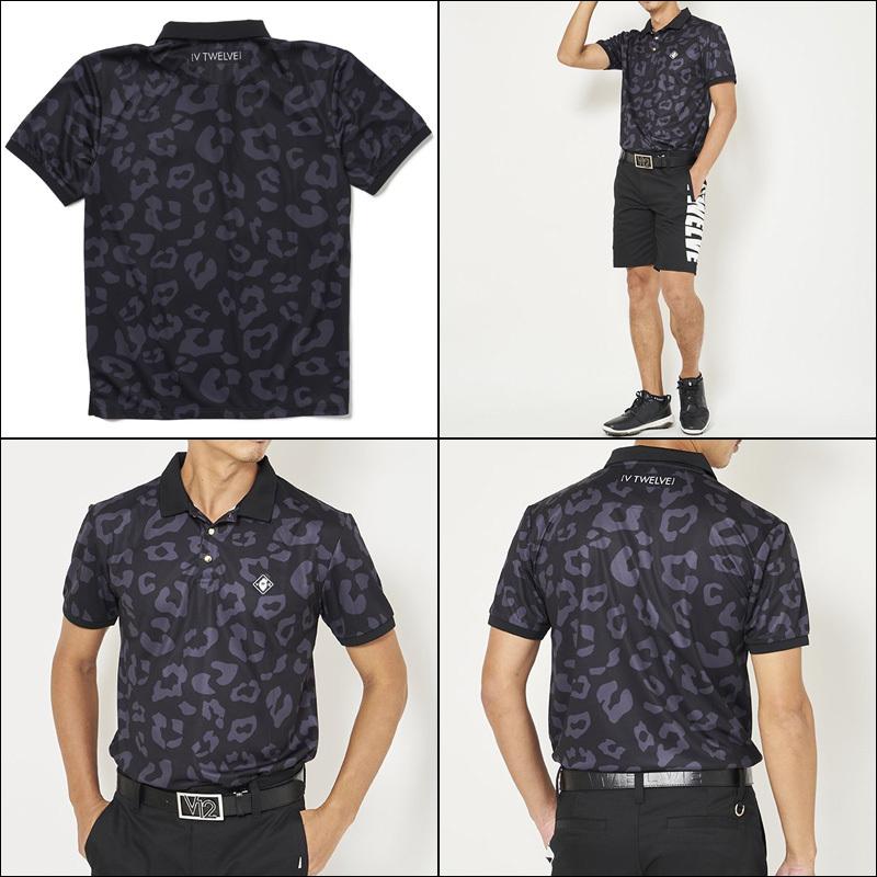 V12 ゴルフ メンズ 半袖 ポロシャツ BIG LEOPA POLO V122110-CT04 ヴィ・トゥエルヴ 21SS 春夏秋 ゴルフ