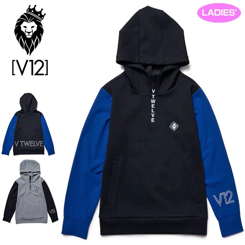 V12 ゴルフ レディス 長袖 ハーフジップ パーカー HALF LOGO ZIP V12 ゴルフ レディス 長袖 ハーフジップ パーカー HALF LOGO ZIP