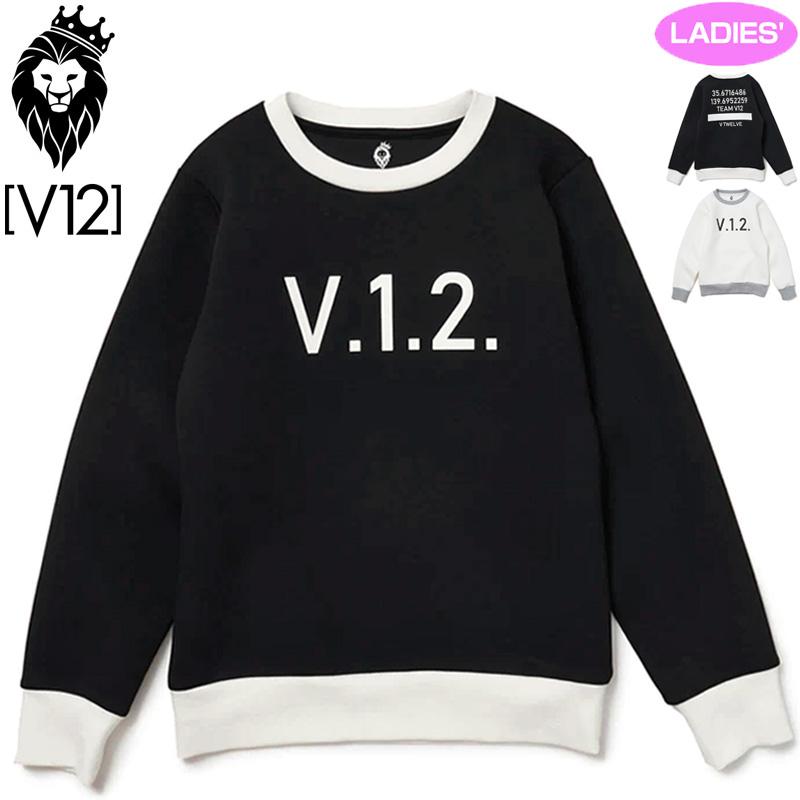 クーポン有 V12 ゴルフ レディース クルーネック 長袖 スウェット TEAM  