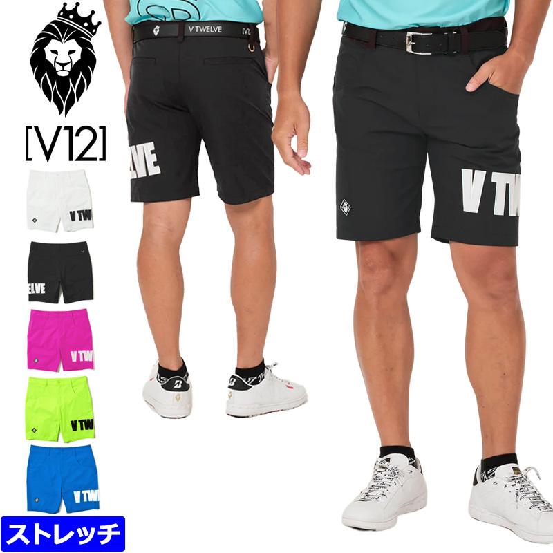 V12 スターハーフパンツ 新作 V12 ゴルフ ハーフパンツ ブラック 星 スター ショートパンツ