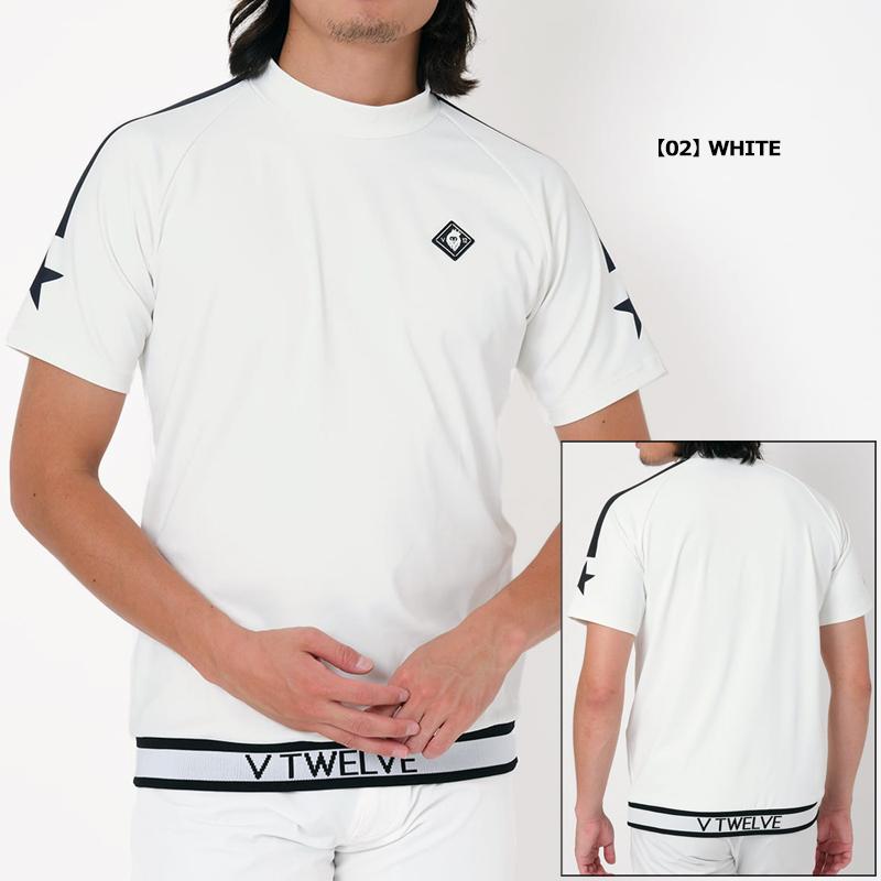 V12 ゴルフ 2024 メンズ 半袖 モックネック シャツ RIB SLEEVE V12 ゴルフ 2024 メンズ 半袖 モックネック シャツ RIB SLEEVE