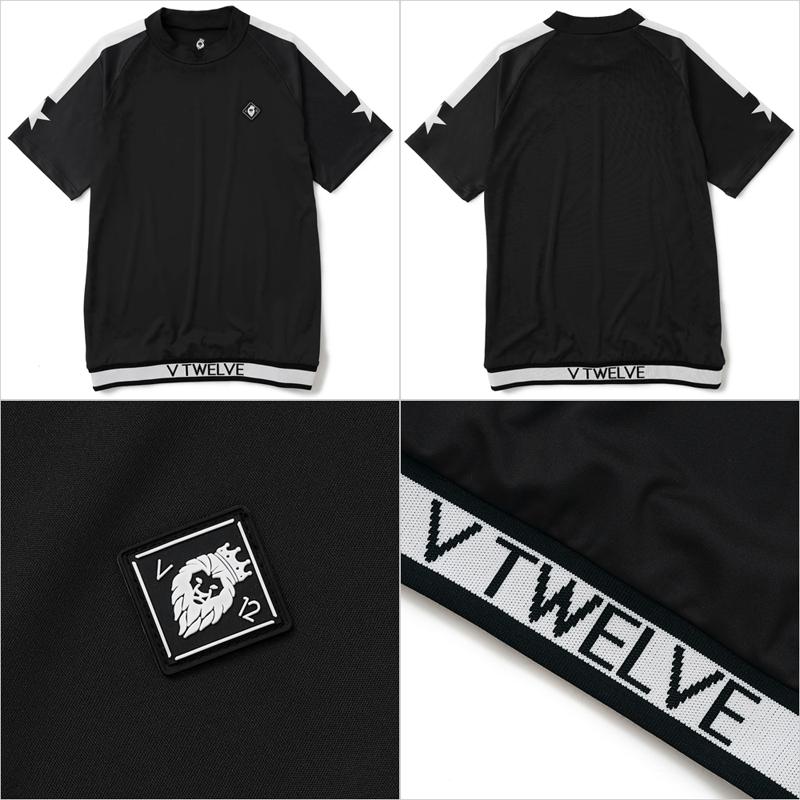 V12 ゴルフ 2024 メンズ 半袖 モックネック シャツ RIB SLEEVE V12 ゴルフ 2024 メンズ 半袖 モックネック シャツ RIB SLEEVE