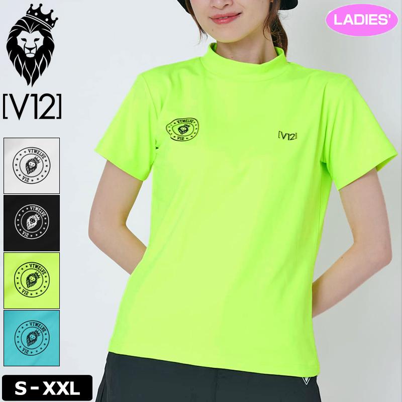 V12 ゴルフ 2024 レディース 半袖 モックネック シャツ BACK TAPE MOCK  