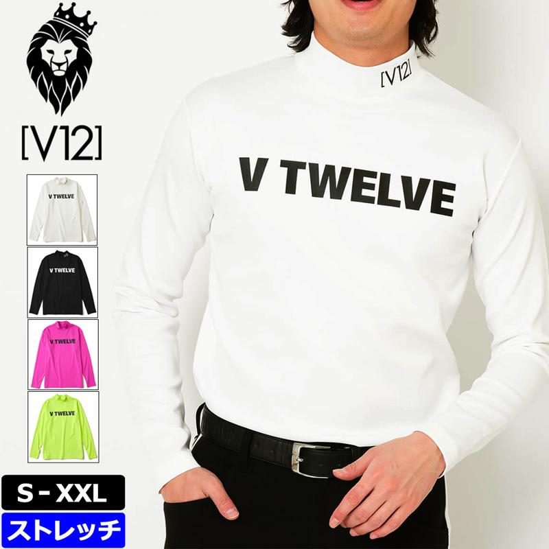 V12 ゴルフ 2024 メンズ ストレッチ 長袖 モックネックシャツ BOLD  