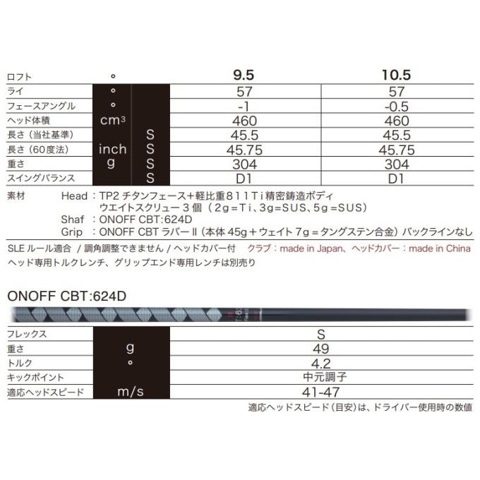 ONOFF CBT624D Flex:S シャフト単品 オノフ ドライバー シャフト