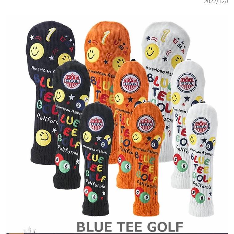 ブルーティーゴルフ スマイルニットヘッドカバー【HC-018】５点セット BLUE TEE GOLF 【BLUE TEE】 ブルーティーゴルフ スマイルニット