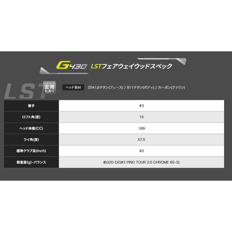 (特注完成品) ピンゴルフ G430 LST フェアウェイウッド PING TOUR2.0 ブラック シャフト 2023年追加モデル (日本正規品)｜golf7｜06