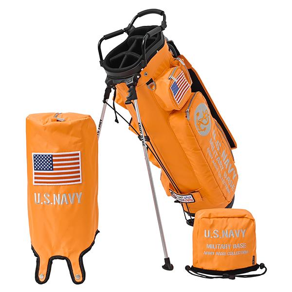アーミーベース U.S. NAVY スタンドキャディバッグ オレンジ 新品 ARMY BASE COLLECTION（アーミーベースコレクション） スタンドバッグ