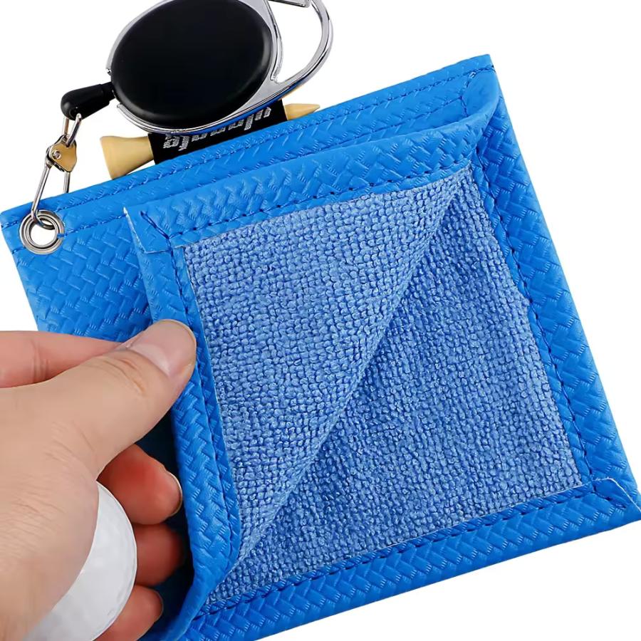 高品質 ボールクリーナー コードリール付き カラビナ フック付き ウェット ドライ PUレザー ボールウォッシャー クラブ拭き おしゃれ 景品 コンペ CBA050 ゴルフ | ブランド登録なし | 02