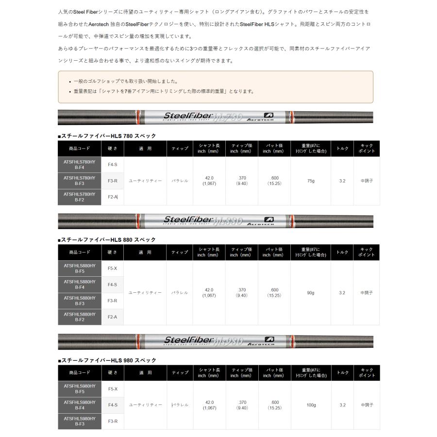 スチールファイバー hls 980 f4 3ut用 シャフト ピンスリーブ付