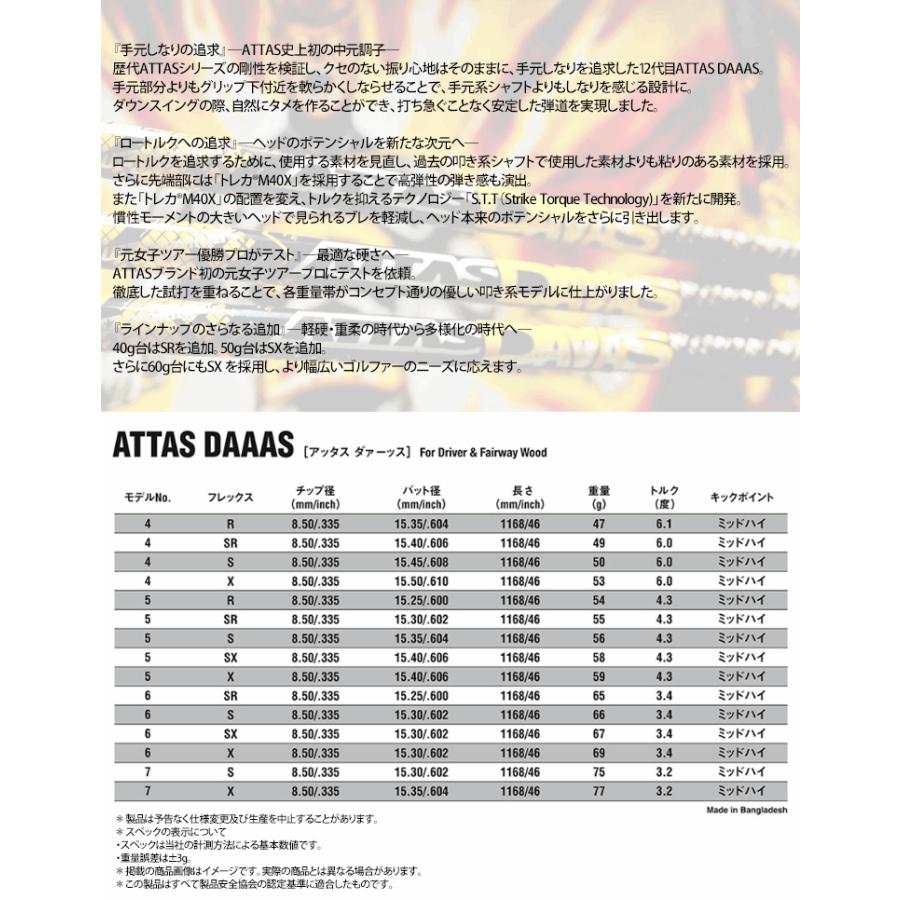 【G440対応】PING ウッド用 互換スリーブ付きシャフト USTマミヤ アッタス ダァーッスの画像