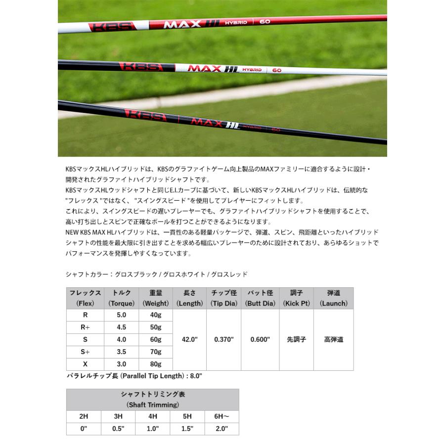テーラーメイド RESCUE/GAPR 互換スリーブ付きシャフト KBS MAX HL グラファイト ハイブリッド (US仕様)の画像