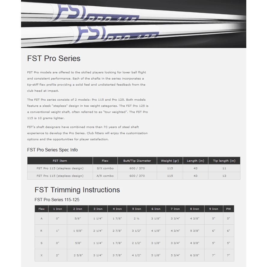 シャフト アイアン用 FST Pro 115 ステップレス スチール アイアン
