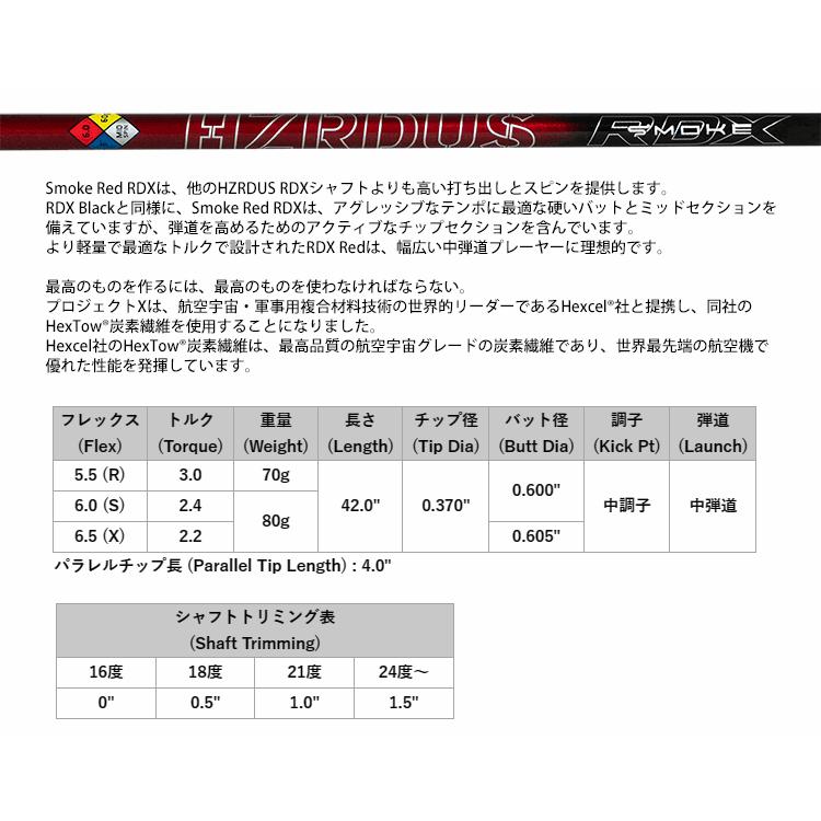 シャフト ユーティリティー用 プロジェクトX ハザーダス スモーク レッド RDX ハイブリッド アイアン (US仕様)