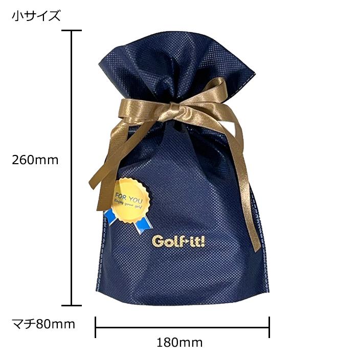 ラッピング ギフト プレゼント 景品 リボン マチ付 カラー ネイビー ゴルフ ラッピング巾着袋 小 ライト(LITE)LITE NC-2 | LITE | 01