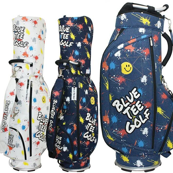 GOLF ゴルフキャディーバッグ　おしゃれ 新品 キャディバッグ 9型 デニム生地 ペイントデザイン 6分割 46インチ対応
