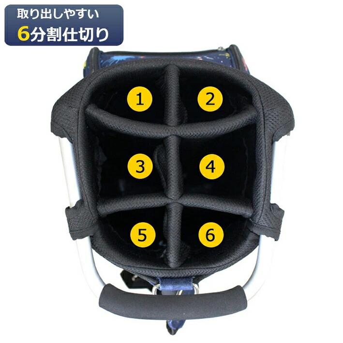 BLACK MILLED FACE キャディバック　9インチ キャディバッグ 9型 デニム生地 ペイントデザイン 6分割 46インチ対応