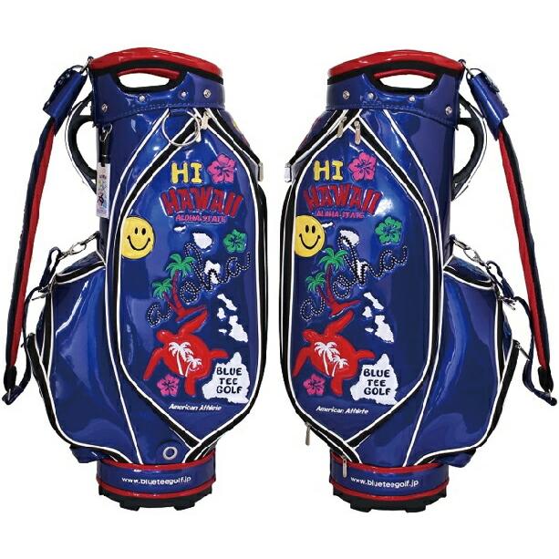 BLUE TEE GOLF キャディバッグ エナメル調 ブルー BLUE TEE GOLF（ブルーティーゴルフ） ゴルフ 9型 エナメル キャディ