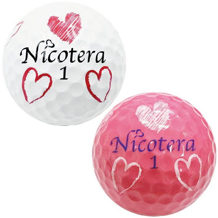 レディース ゴルフボール 6個入り ホワイト ピンク 360度ハート