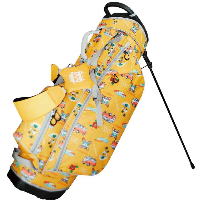 23区/GOLF 3点式ショルダー キャディバッグ9.5型【イエロー】美品！ スタンド キャディバッグ 9.5型 軽量2.6kg 6分割 47インチ対応 合成