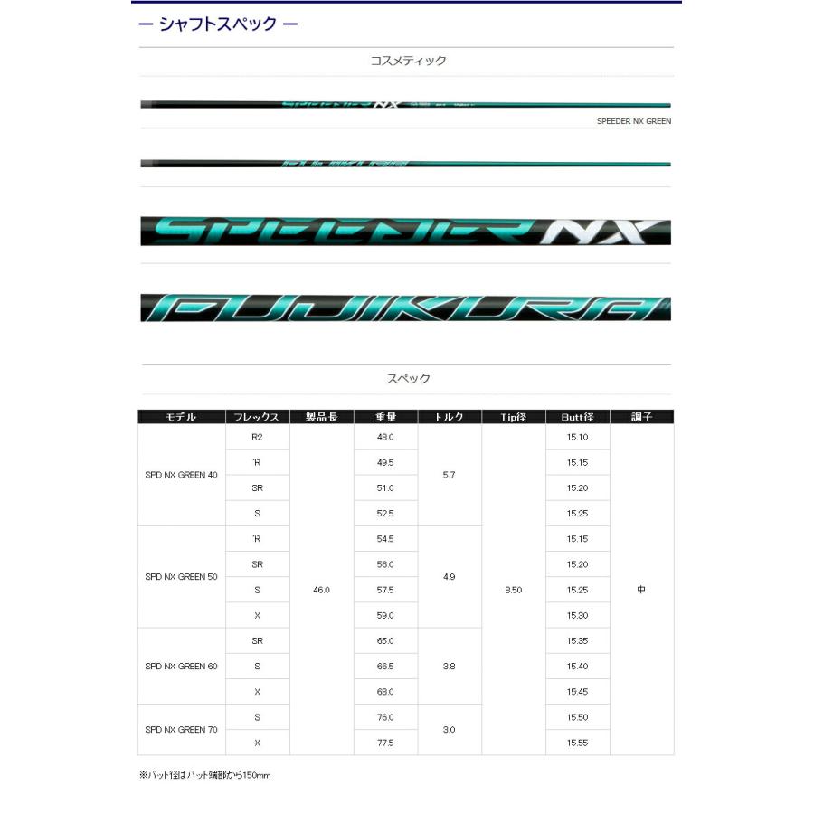 【3〜5営業日】ブリヂストン スリーブ付きシャフト/Fujikura フジクラ SPEEDER NX GREEN［スピーダー NX グリーン］ ドライバー用｜golfneo｜07