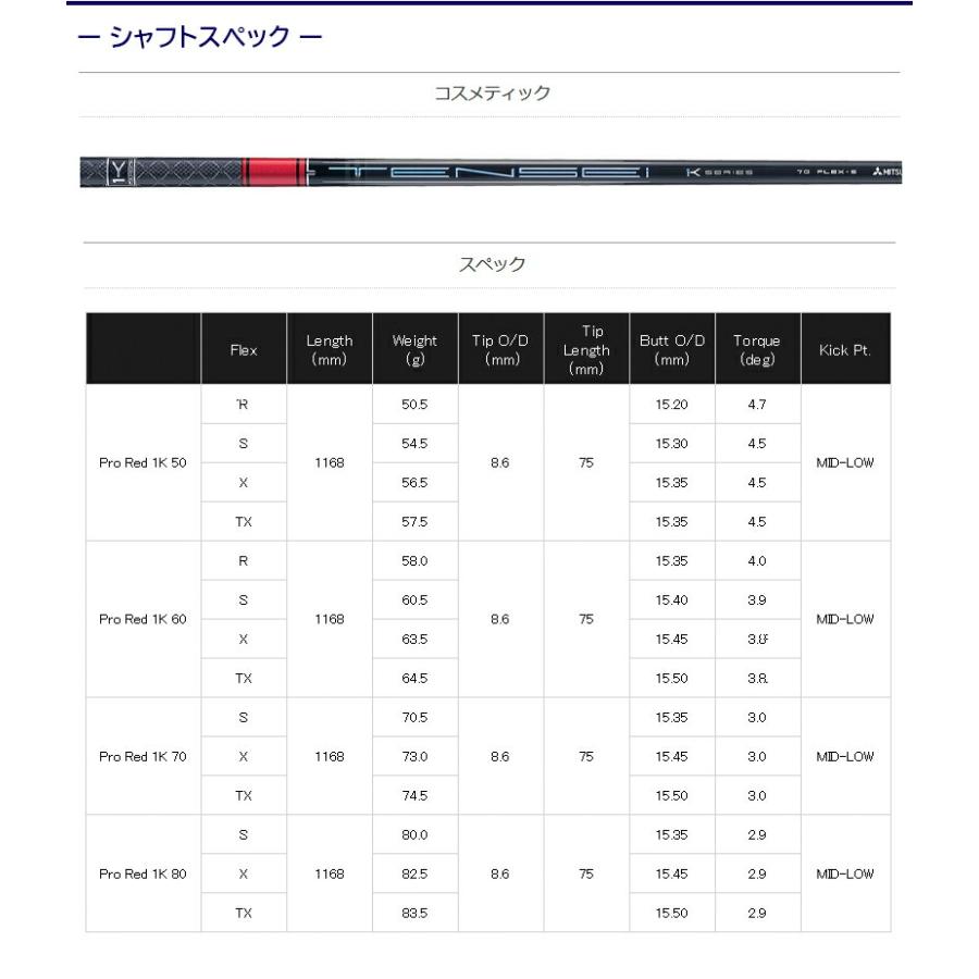 三菱ケミカル テンセイ 労働者階級 赤いこと 1K TENSEI Pro Red 1K ブリヂストン 衣手付 矢がら １番ウッド用