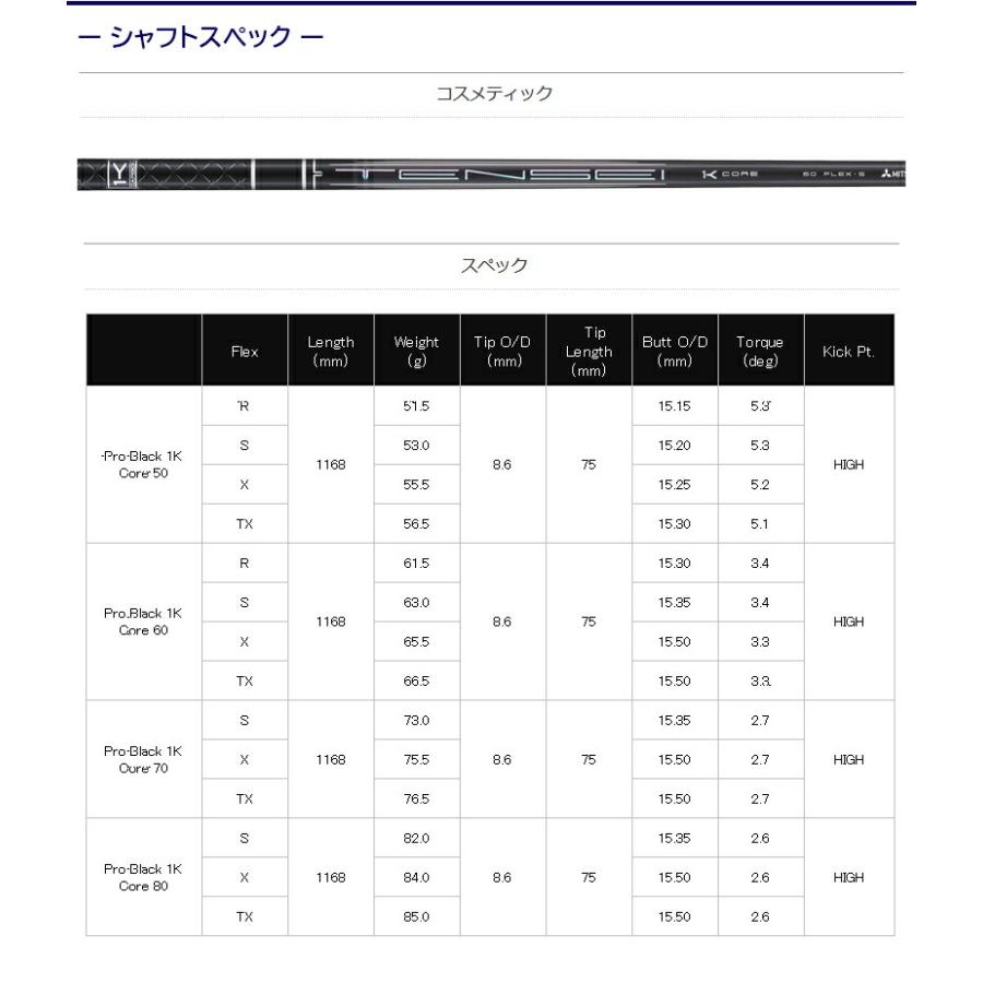 三菱ケミカル TENSEI Pro Black 1K Core［テンセイ 労働者階級 黒いこと 1K 中核グループ］ コブラ DS-ADAPT 衣手付き添い人矢がら １番ウッド用
