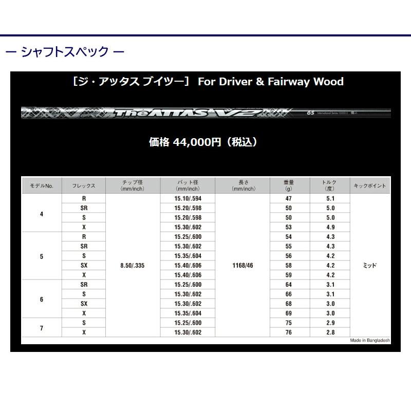 3〜5営業日】コブラFW用 スリーブ付きシャフト USTマミヤ The ATTAS V2 