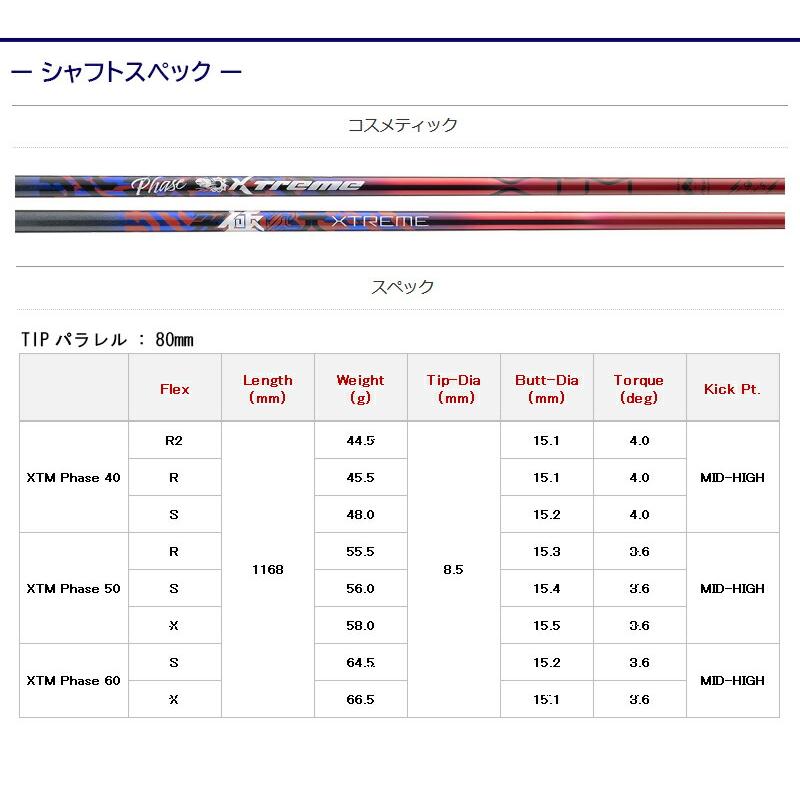 【3〜5営業日】ミズノFW用 スリーブ付きシャフト Basileus バシレウス XTM Phase（エクストリーム フェーズ ） フェアウェイウッド用_8