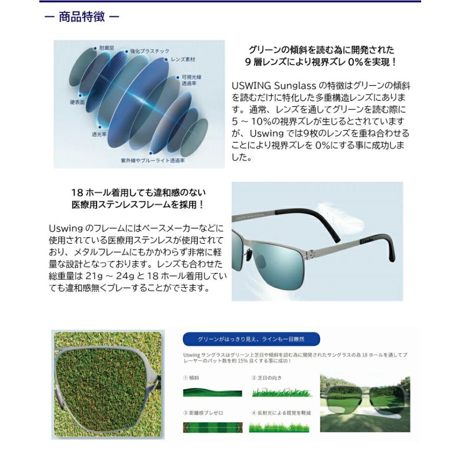 最短当日発送】Uswing ゴルフ専用サングラス GF001［ユースイング