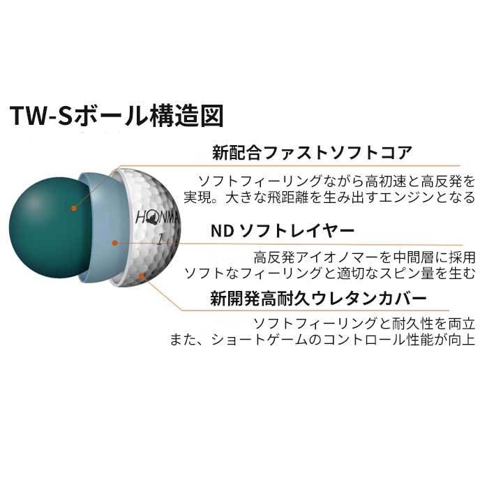 ホンマ ゴルフ ボール TW-X TW-S 2021 1ダース 12球入り ホワイト イエロー 3ピース ツアー系 スピン 飛距離 TOUR WORLD 本間 HONMA｜golfpartner-annex｜08