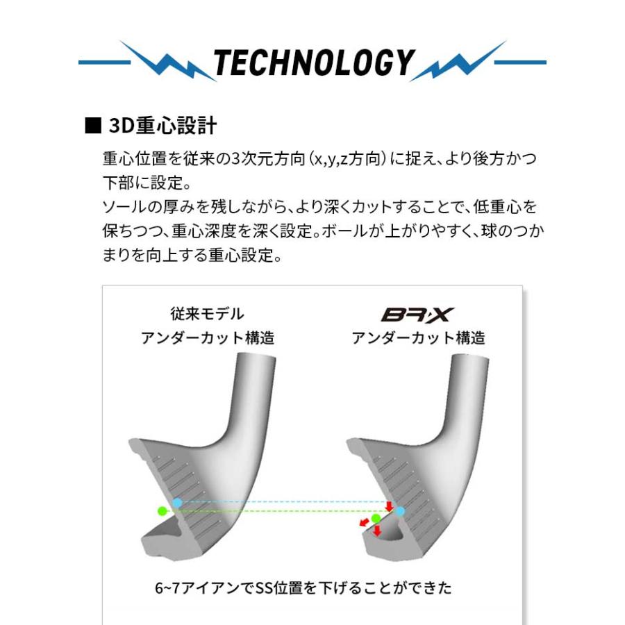 ミズノ ゴルフ BR-X アイアン セット #6~PW GW SW 3D重心設計 吹け上がらない 高弾道設計 抜けの良さ Vソール デザイン やさしい S SR R MIZUNO｜golfpartner-annex｜05