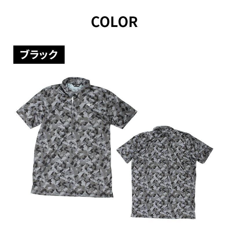 MIZUNO ミズノ ゴルフ 半袖 カモフラージュ柄 ポロシャツ MIZUNO ミズノ ゴルフ 半袖 カモフラージュ柄 ポロシャツ