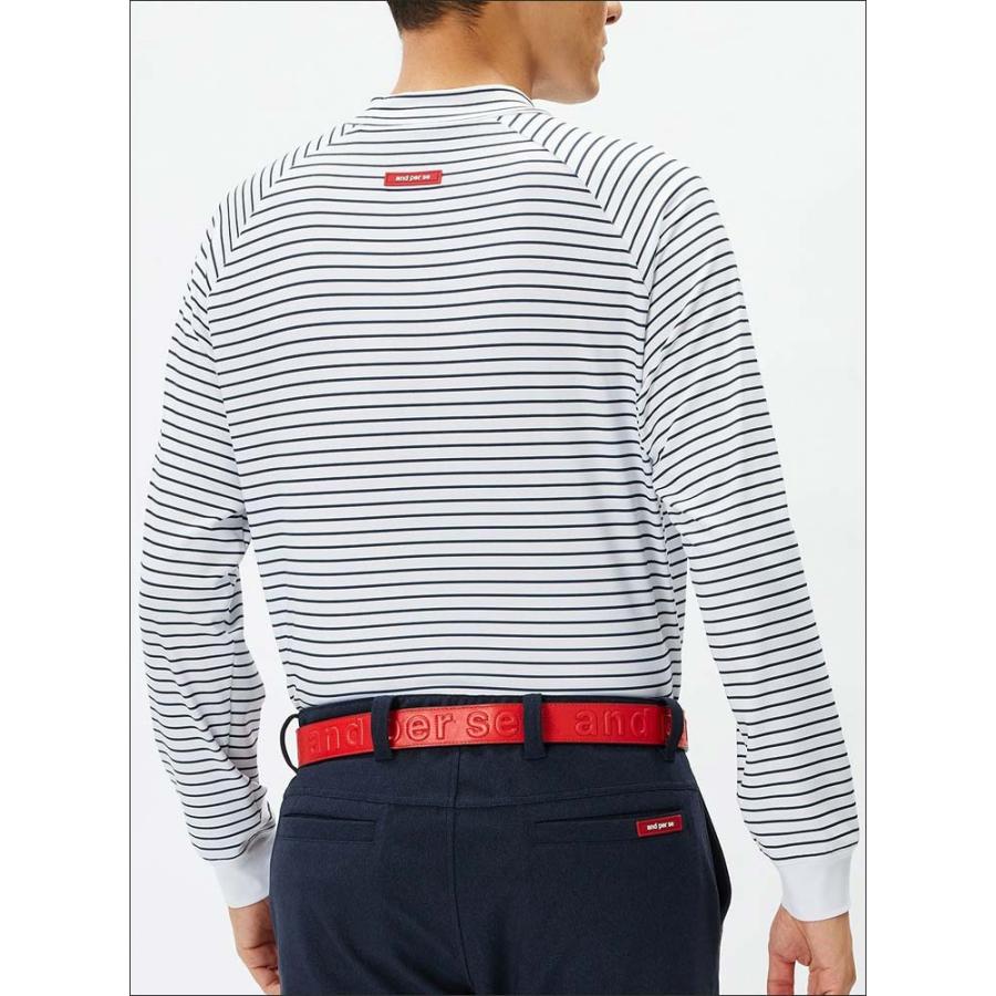 and per se（アンパスィ） スムース ボーダー モックネック 長袖シャツ