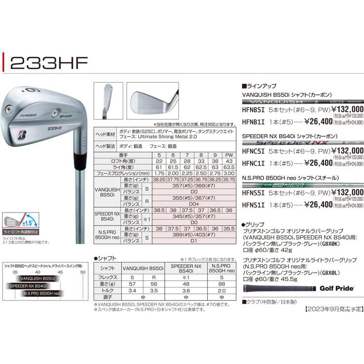 B Series 特注カスタムクラブ ブリヂストンゴルフ 233HF アイアン 4本
